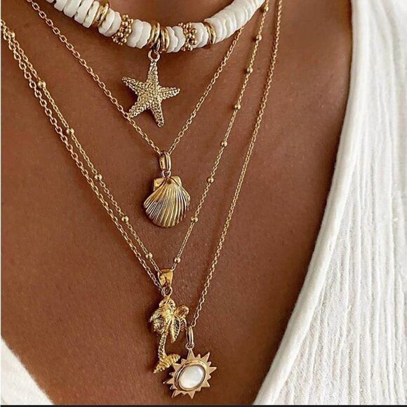 Bohemian multi layered necklace A372 - Picture 1 of 4